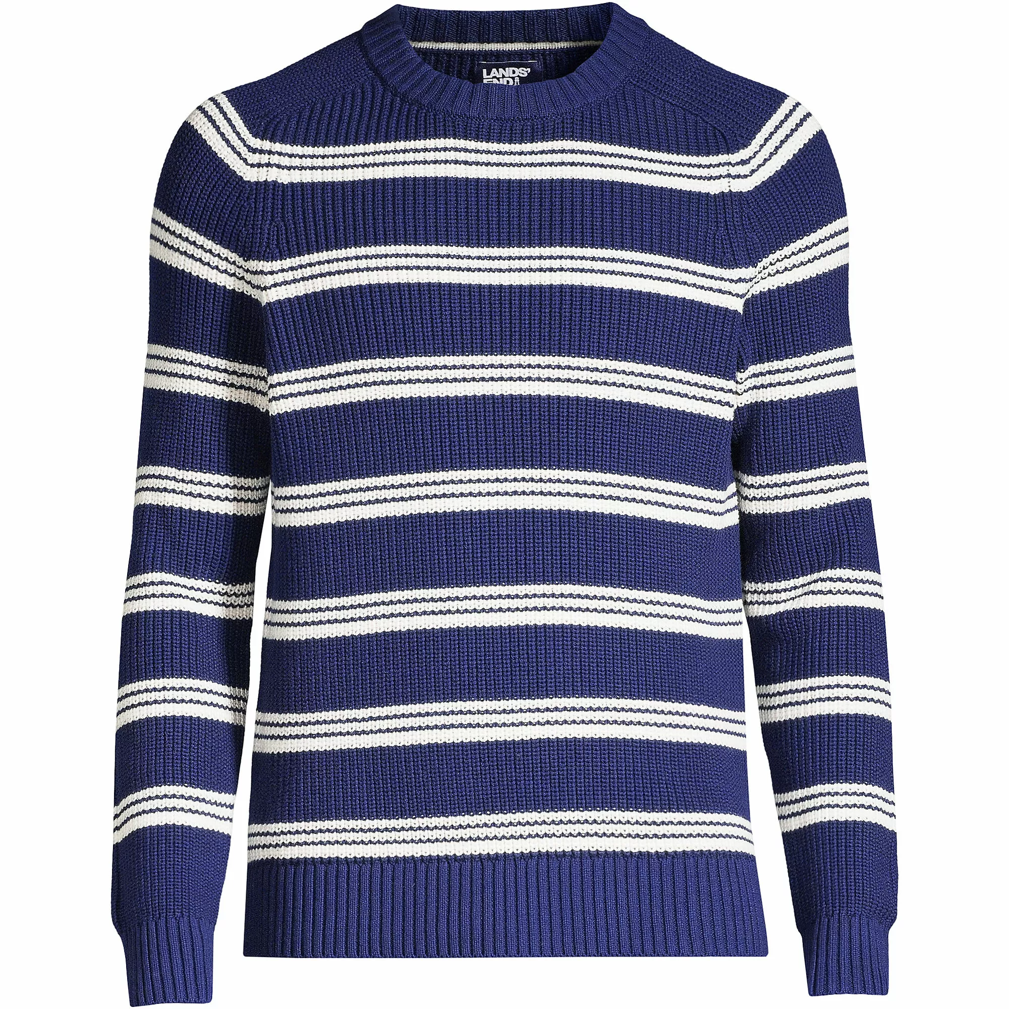 Lands' End Men's Cotton Drifter Saddle Crew Shaker Marl Sweater - Image 5