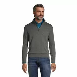 Lands' End Men's Fine Gauge Supima Cotton Quarter Zip Sweater