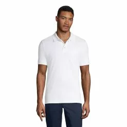 Lands' End Men's Short Sleeve Tailored Fit Interlock Polo Shirt