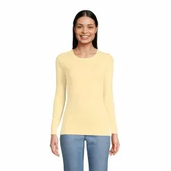Lands' End Women's Cotton Rib Long Sleeve Crewneck T-Shirt