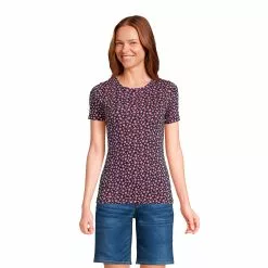 Lands' End Women's Cotton Rib Short Sleeve Crewneck T-shirt