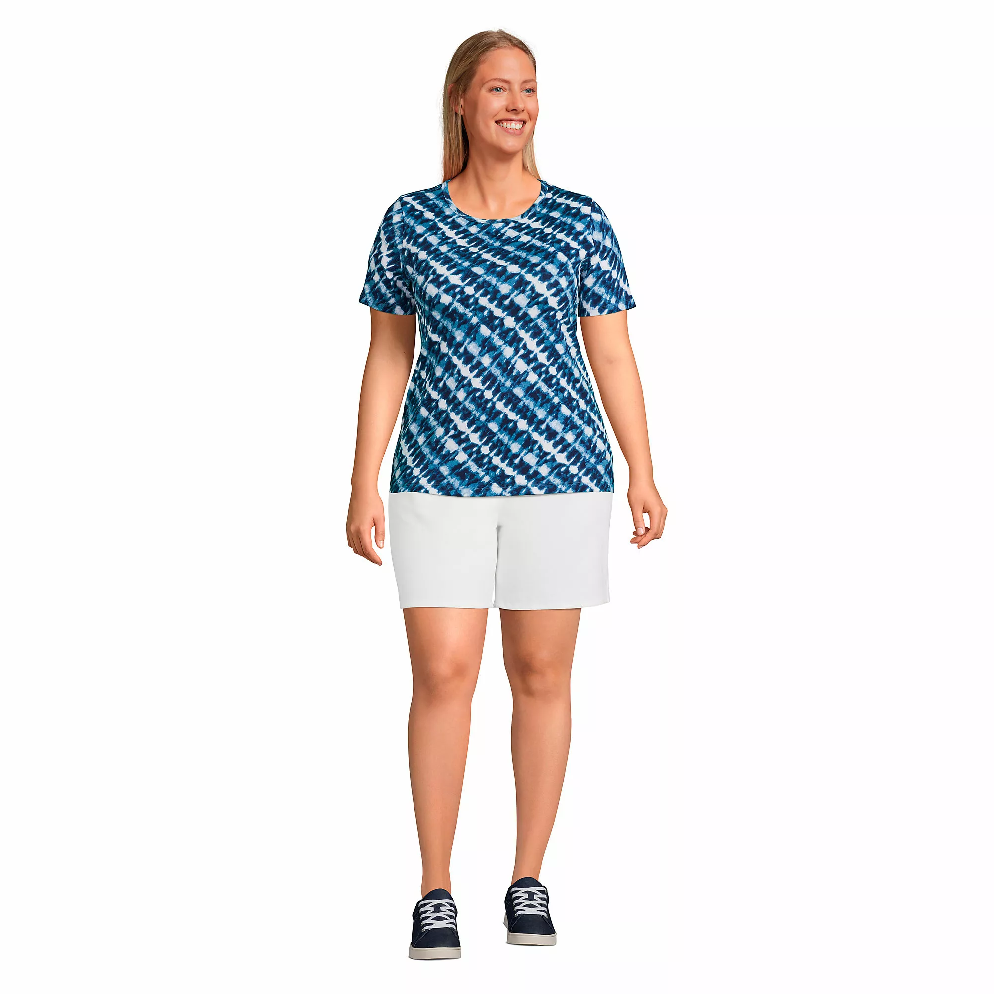 Lands' End Women's Plus Size Cotton Rib Short Sleeve Crewneck T-shirt - Image 4