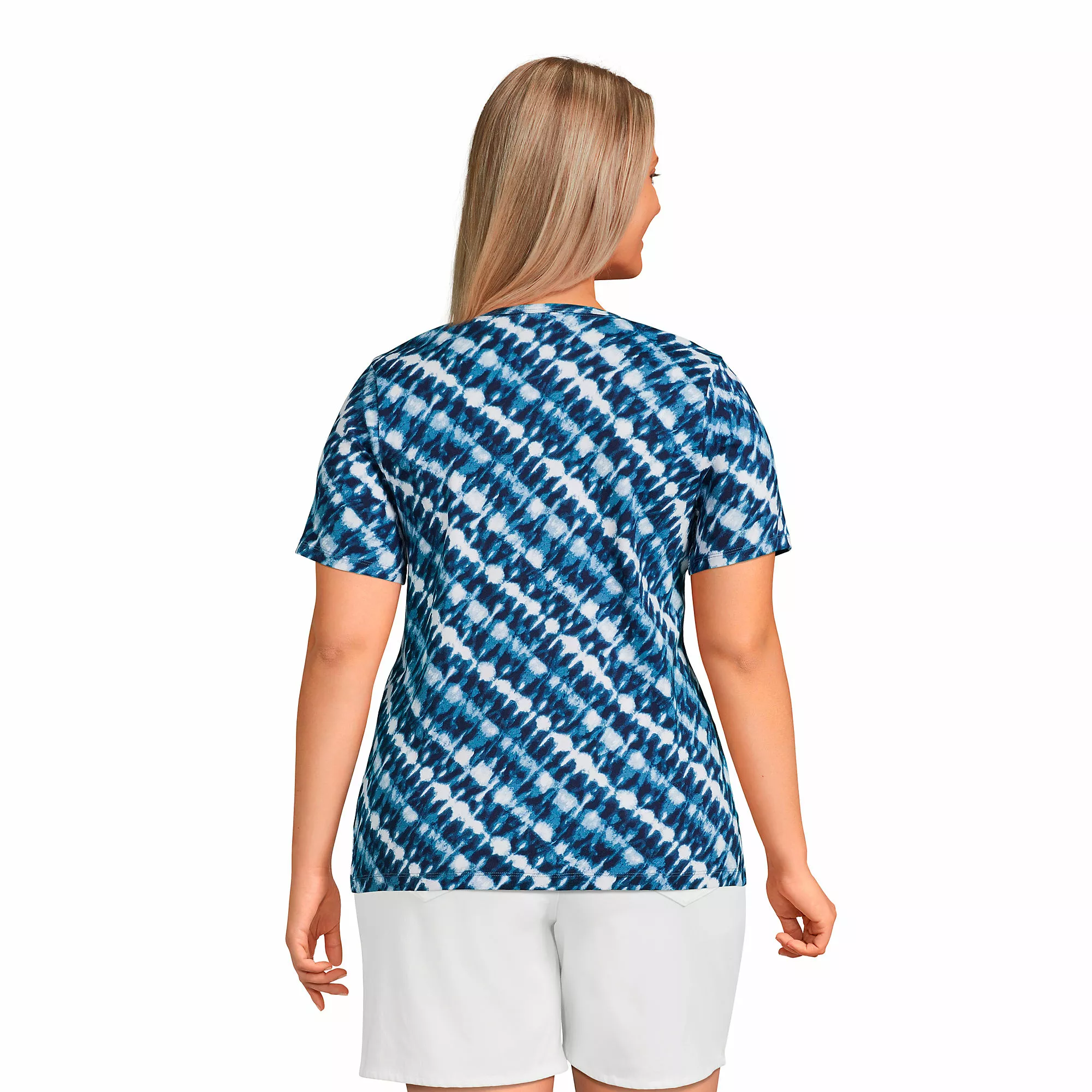 Lands' End Women's Plus Size Cotton Rib Short Sleeve Crewneck T-shirt - Image 2