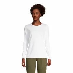 Lands' End Women's Relaxed Supima Cotton Long Sleeve Crewneck T-Shirt
