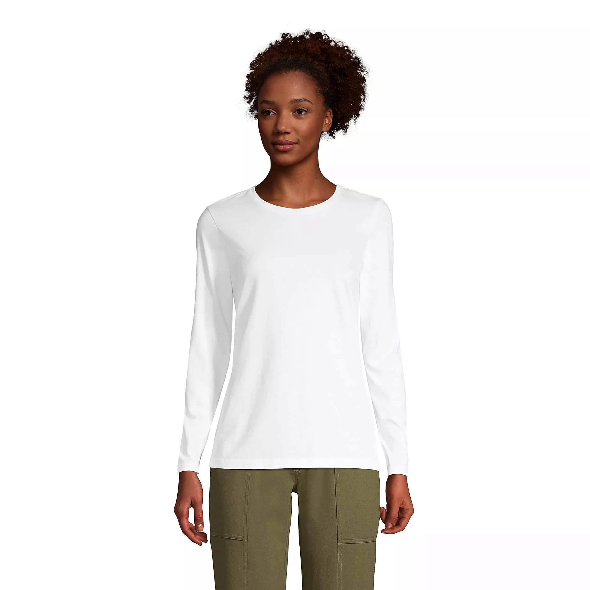 Lands' End Women's Relaxed Supima Cotton Long Sleeve Crewneck T-Shirt