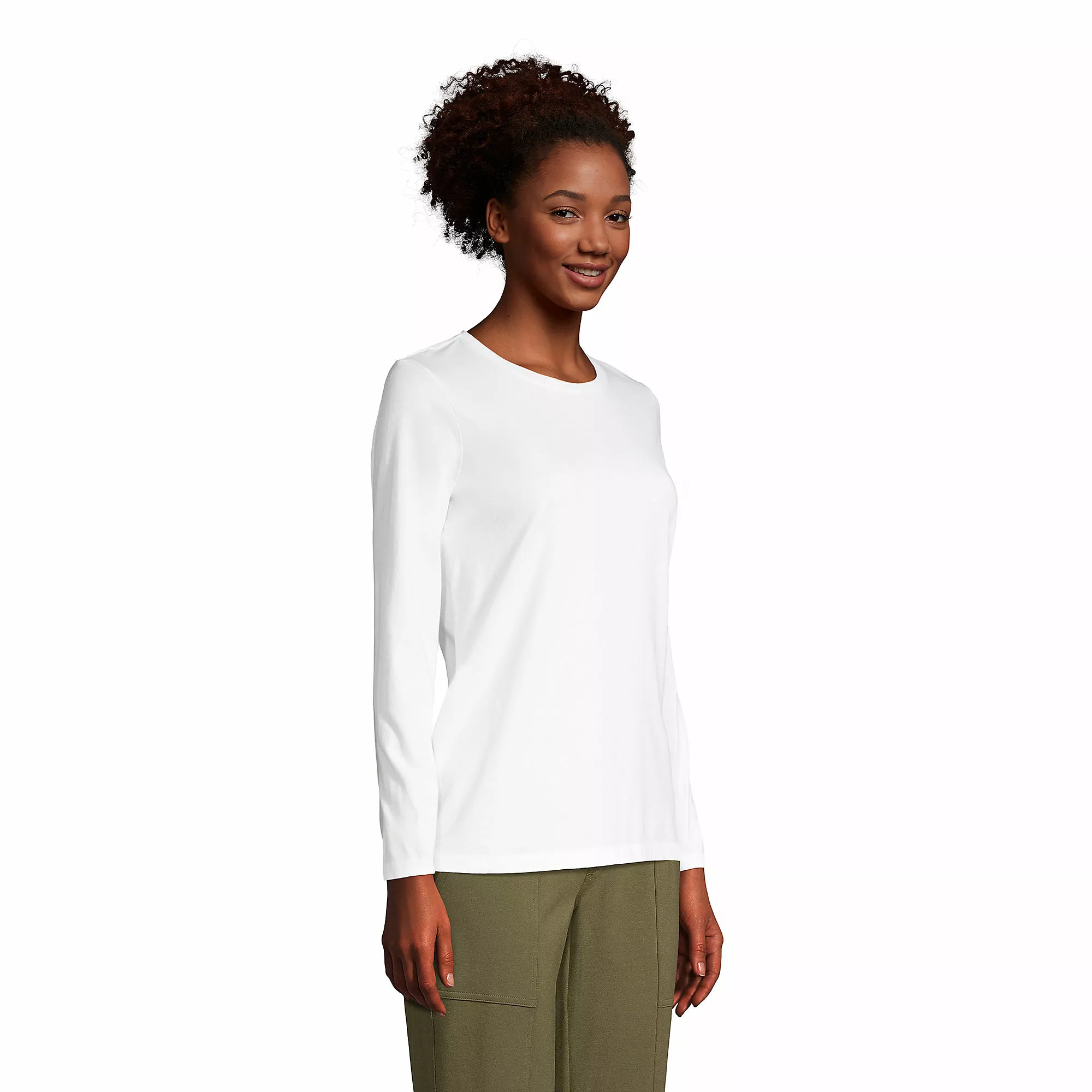 Lands' End Women's Relaxed Supima Cotton Long Sleeve Crewneck T-Shirt - Image 3