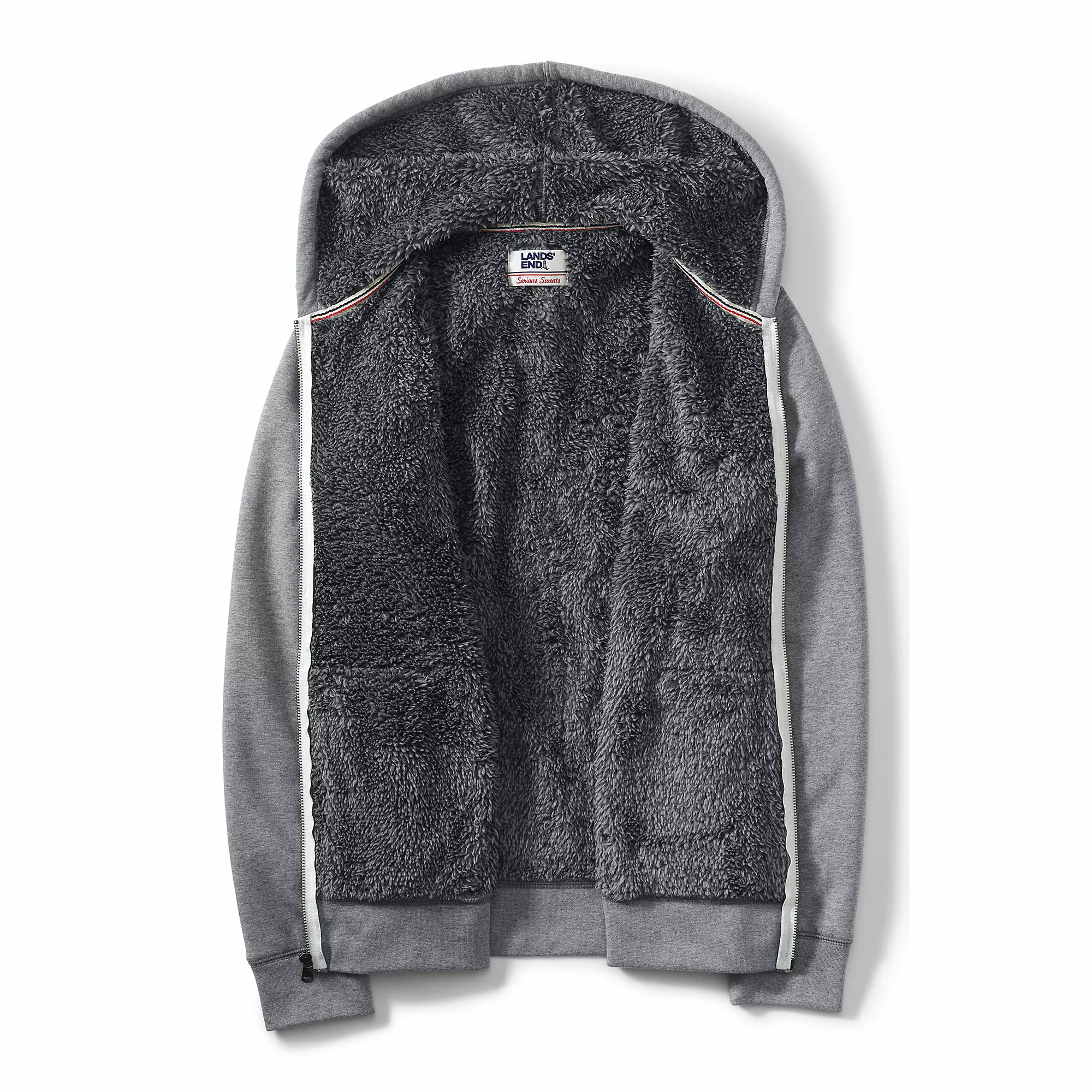 Lands' End Men's Big And Tall Serious Sweats Full Zip Sherpa Fleece Hoodie - Image 6