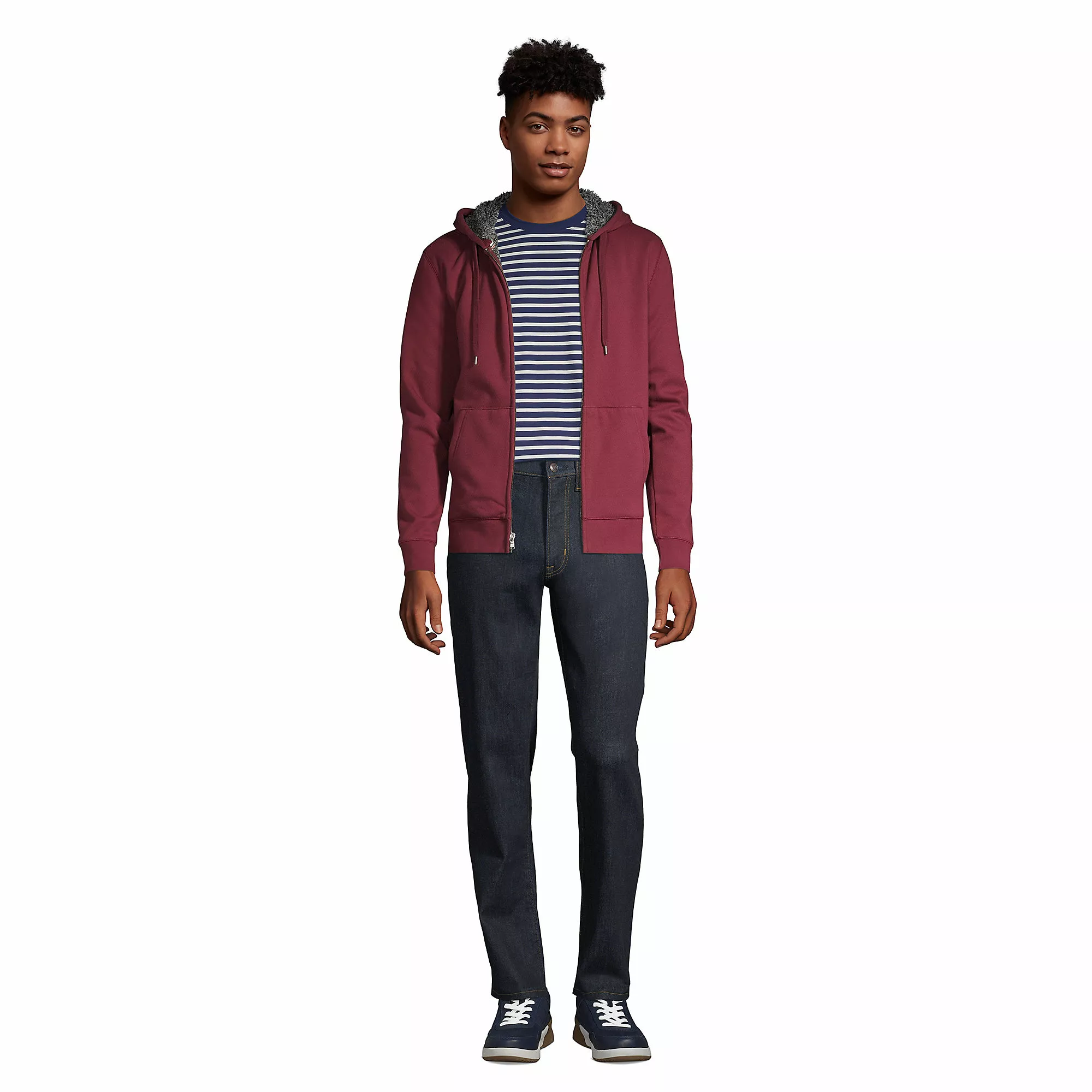 Lands' End Men's Serious Sweats Full Zip Sherpa Fleece Hoodie - Image 4