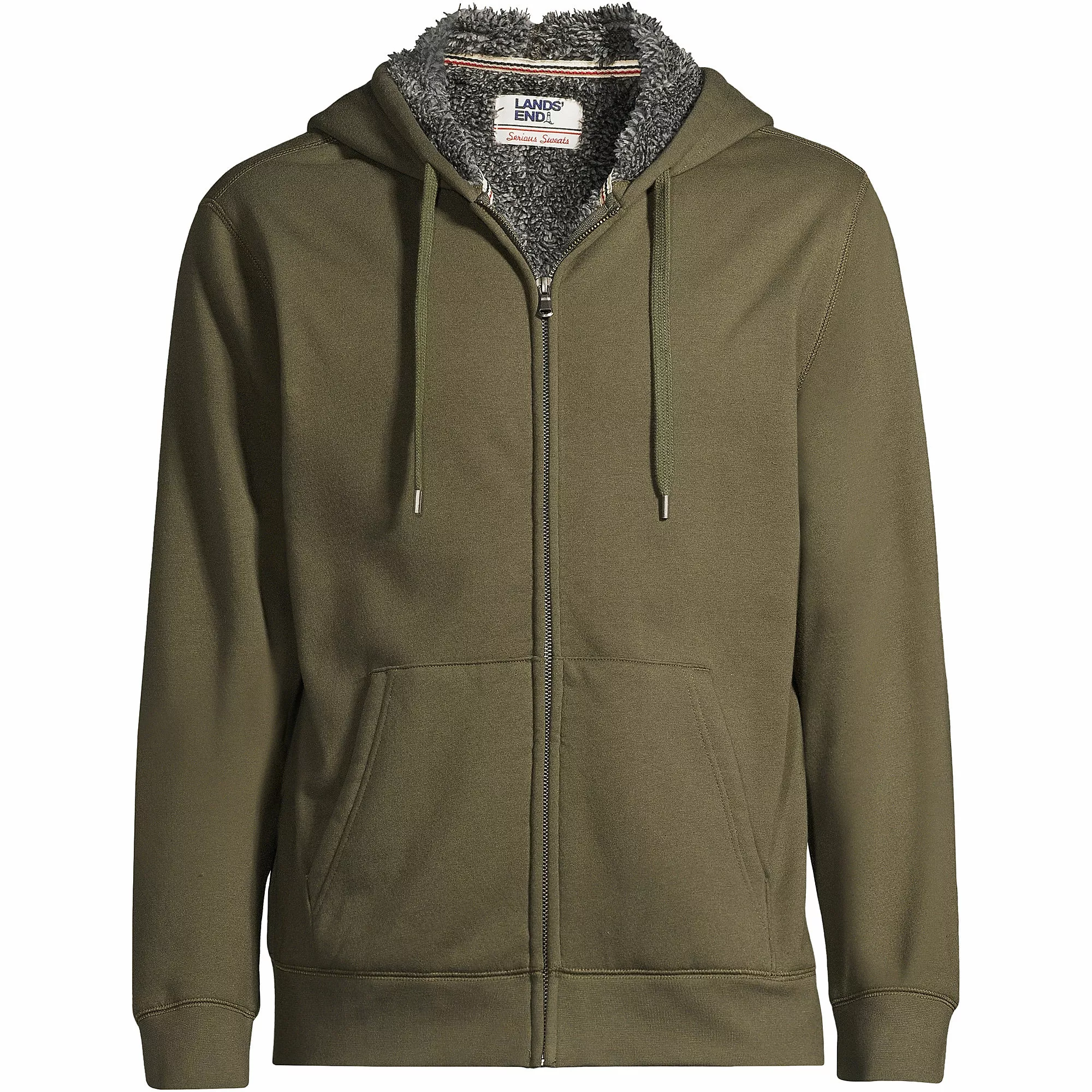 Lands' End Men's Serious Sweats Full Zip Sherpa Fleece Hoodie - Image 5