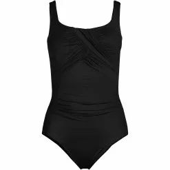 Lands' End Women's Plus Size SlenderSuit Carmela Tummy Control Chlorine Resistant Scoop Neck One Piece Swimsuit