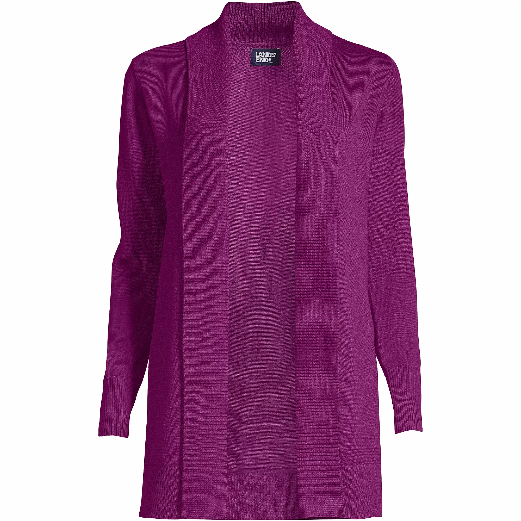 Lands' End Women's Plus Size Cotton Modal Shawl Collar Cardigan Sweater - Image 5