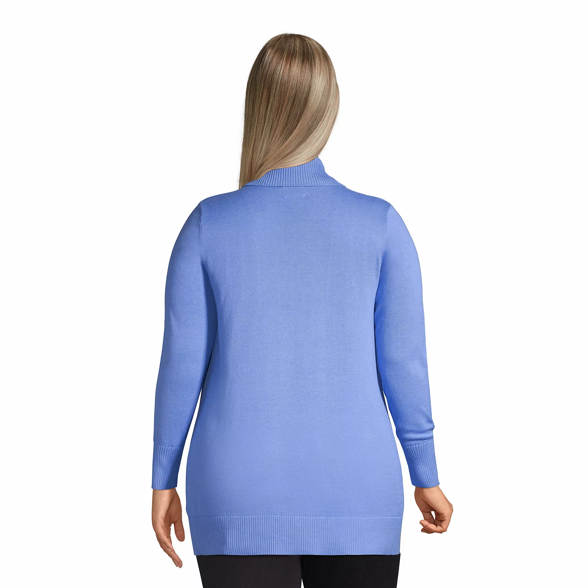 Lands' End Women's Plus Size Cotton Modal Shawl Collar Cardigan Sweater - Image 2