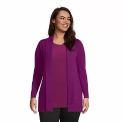Lands' End Women's Plus Size Cotton Modal Shawl Collar Cardigan Sweater