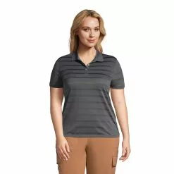 Lands' End Women Plus Size Rapid Dri Drop Needle Polo Shirt