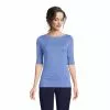 Lands' End Women Cotton Modal Button Shoulder Boatneck Sweater