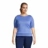 Lands' End Women Plus Size Cotton Modal Button Shoulder Boatneck Sweater