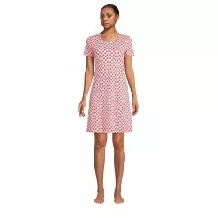 Lands' End Women's Supima Cotton Short Sleeve Knee Length Nightgown Dress