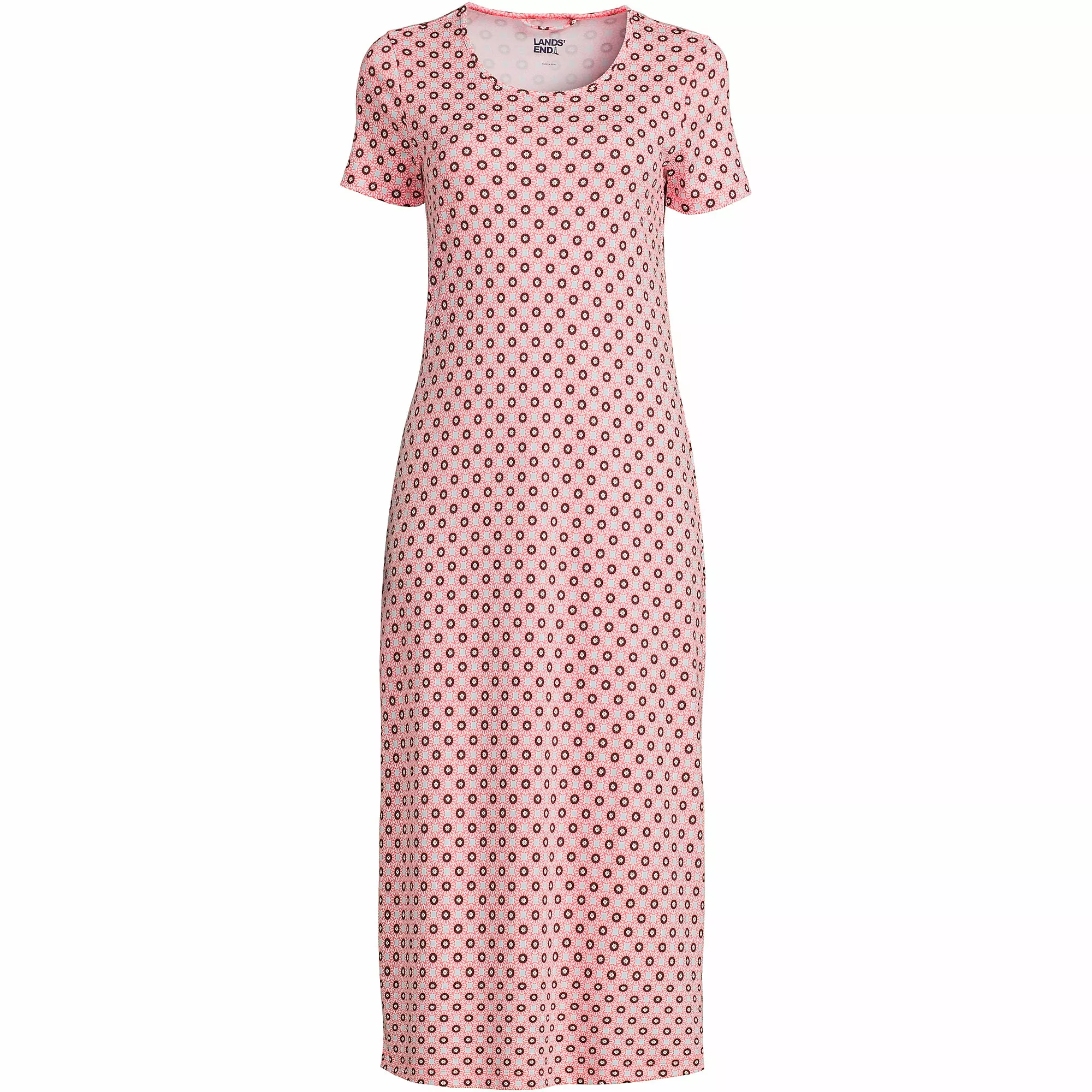 Lands' End Women's Plus Size Supima Cotton Short Sleeve Midcalf Nightgown Dress - Image 4
