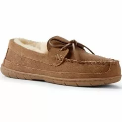 Lands' End Men's Fuzzy Shearling Moccasin Slippers