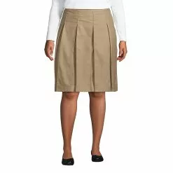 Lands' End Women's Plus Size Box Pleat Skirt Top Of Knee
