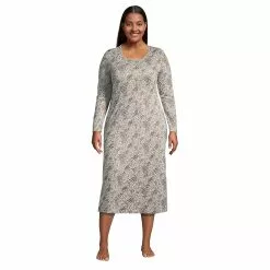 Lands' End Women's Plus Size Supima Cotton Long Sleeve Midcalf Nightgown