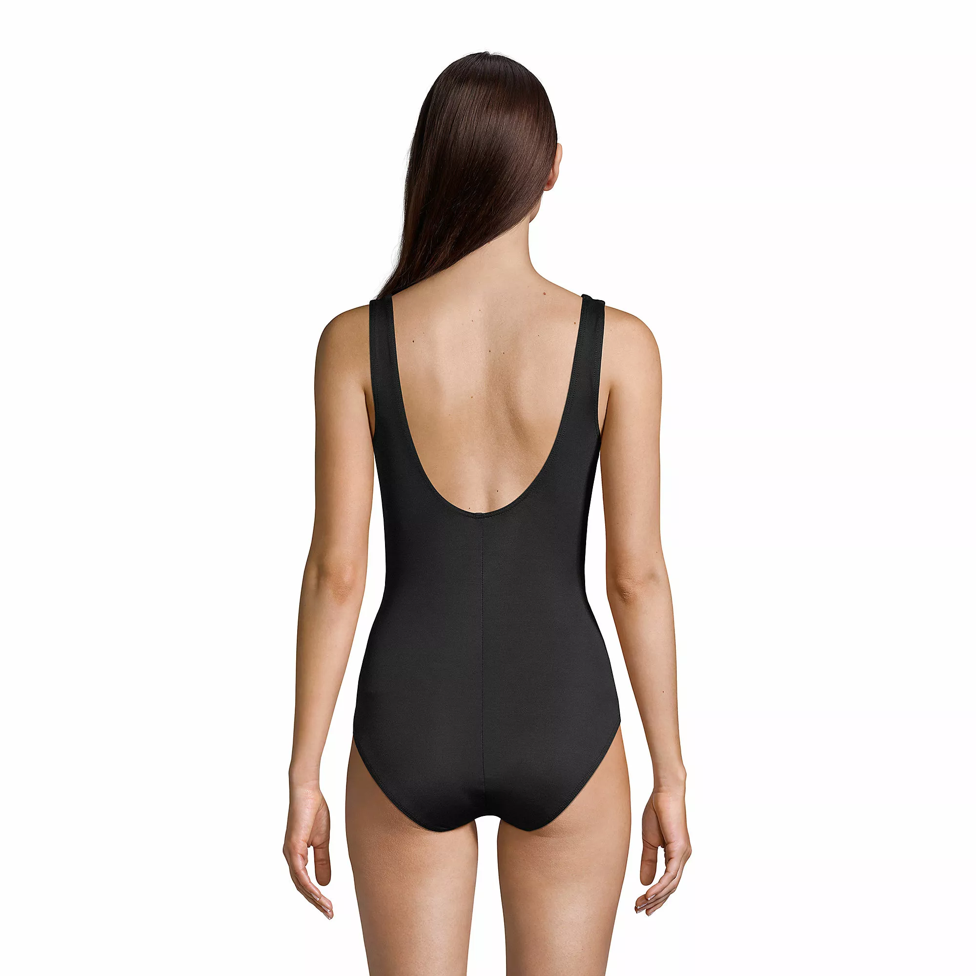 Lands' End Women's SlenderSuit Tummy Control Chlorine Resistant V-neck Wrap One Piece Swimsuit - Image 3