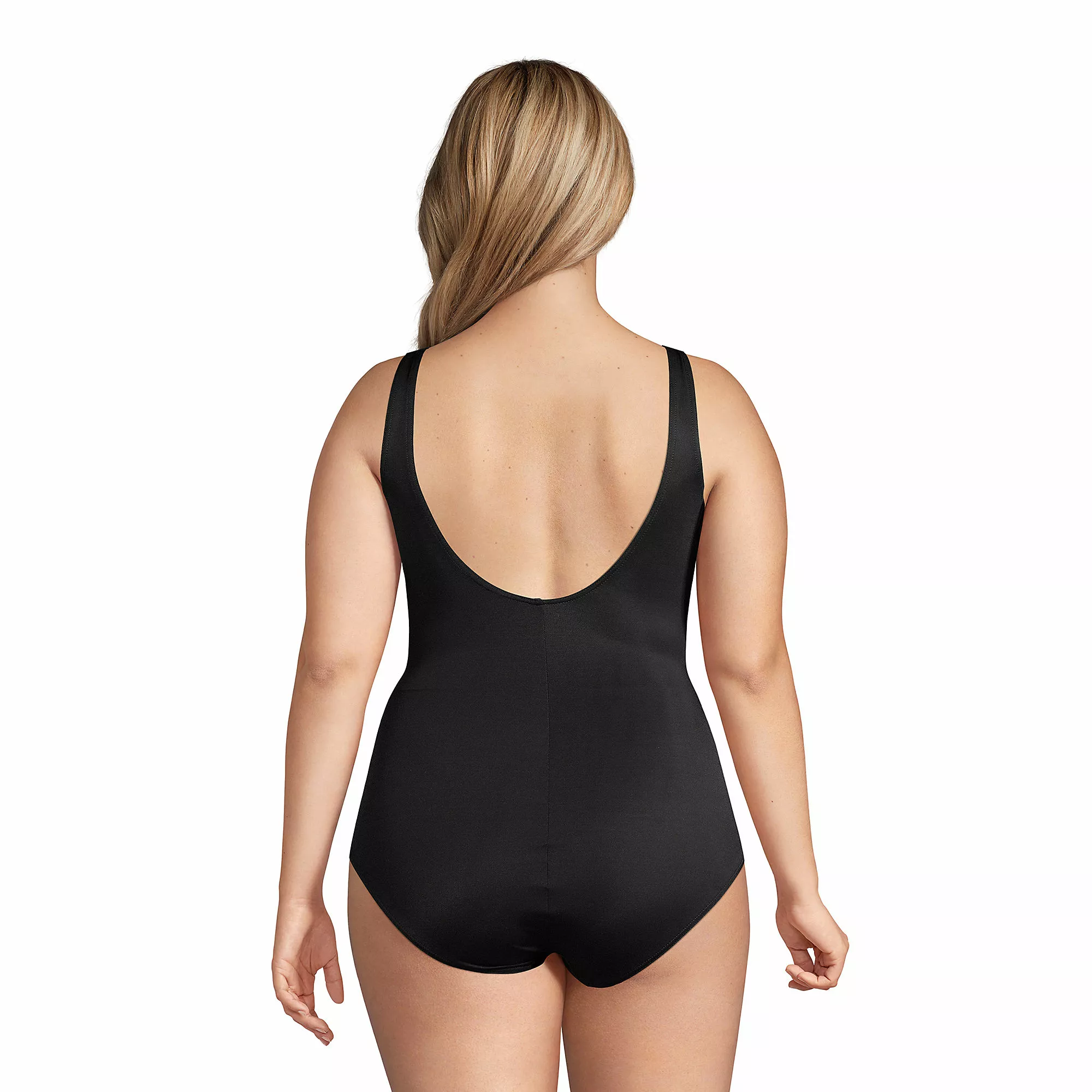 Lands' End Women's Plus Size SlenderSuit Tummy Control Chlorine Resistant V-neck Wrap One Piece Swimsuit - Image 2