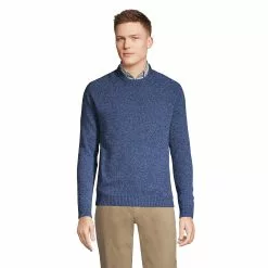 Lands' End Men's Long Sleeve Lambswool Crewneck Sweater