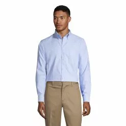 Lands' End Men's Adaptive Long Sleeve Oxford Dress Shirt