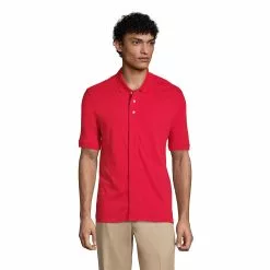 Lands' End Men's Adaptive Short Sleeve Interlock Polo Shirt