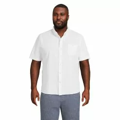 Lands' End Men's Big And Tall Traditional Fit Short Sleeve Seersucker Shirt