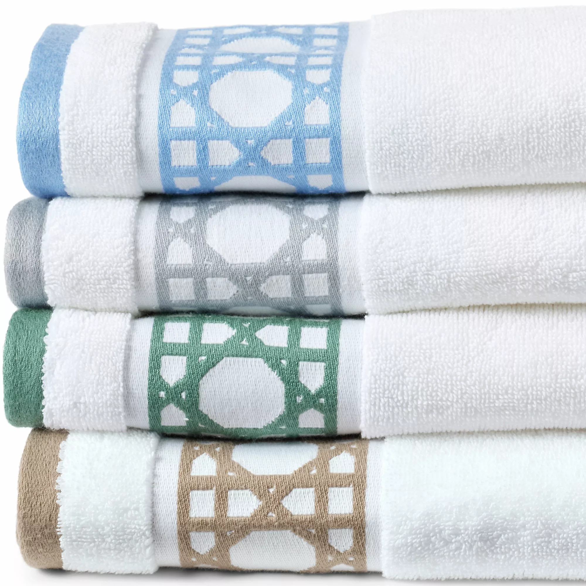 Lands' End Premium Supima Cotton Cane Weave Jacquard Border 6-Piece Bath Towel Set - Image 2