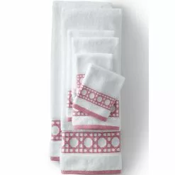 Lands' End Premium Supima Cotton Cane Weave Jacquard Border Bath Towel