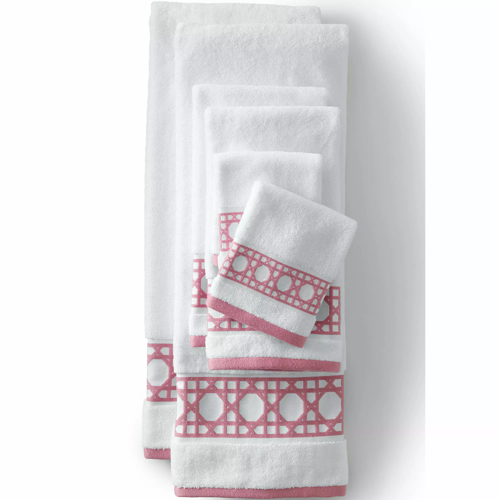 Lands' End Premium Supima Cotton Cane Weave Jacquard Border Bath Towel