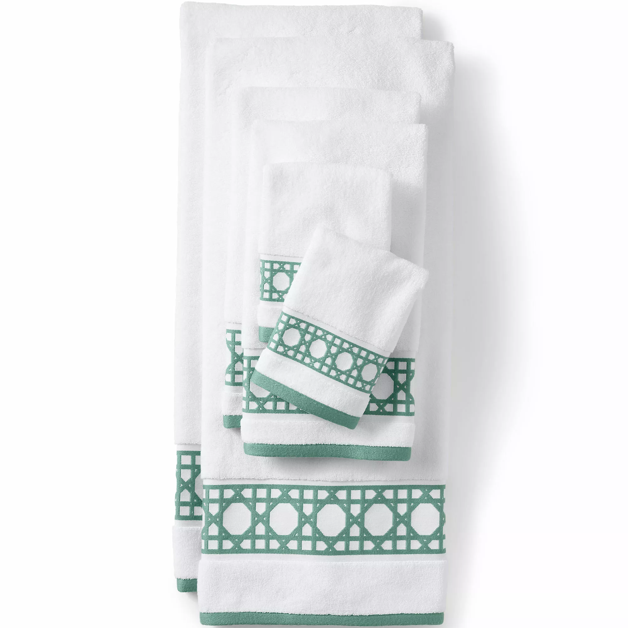 Lands' End Premium Supima Cotton Cane Weave Jacquard Border 6-Piece Bath Towel Set