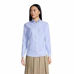 Lands' End Women's Adaptive Long Sleeve Oxford Dress Shirt