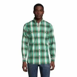 Lands' End Men's Traditional Fit Comfort- First Lightweight Flannel Shirt