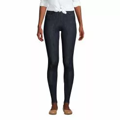 Lands' End Women's Elastic Waist Pull On Skinny Legging Jeans - Blue