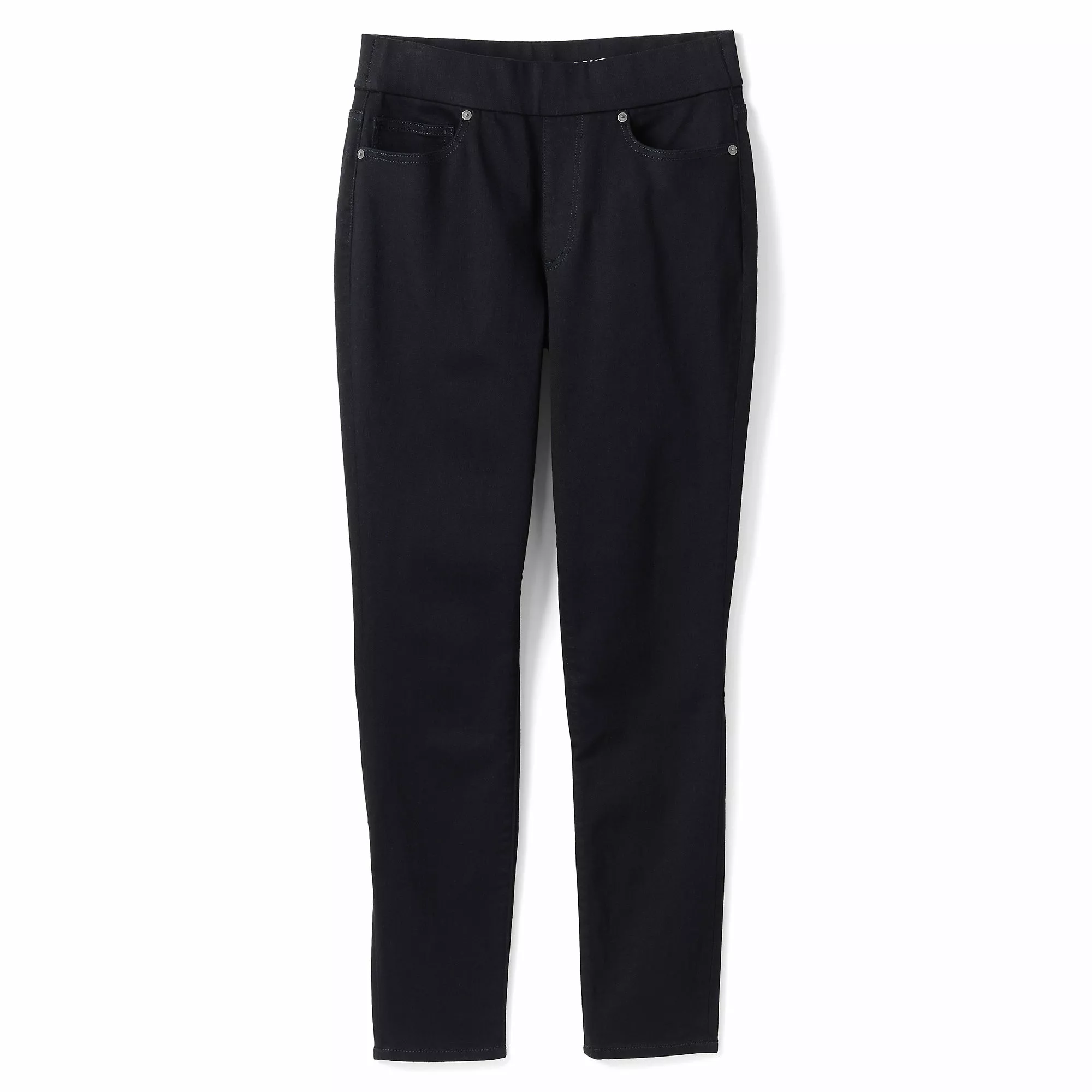 Lands' End Women's Curvy Elastic Waist High Rise Pull On Skinny Legging Jeans - Black - Image 5
