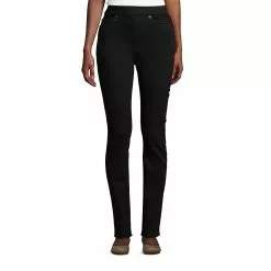 Lands' End Women's Curvy Elastic Waist High Rise Pull On Skinny Legging Jeans - Black
