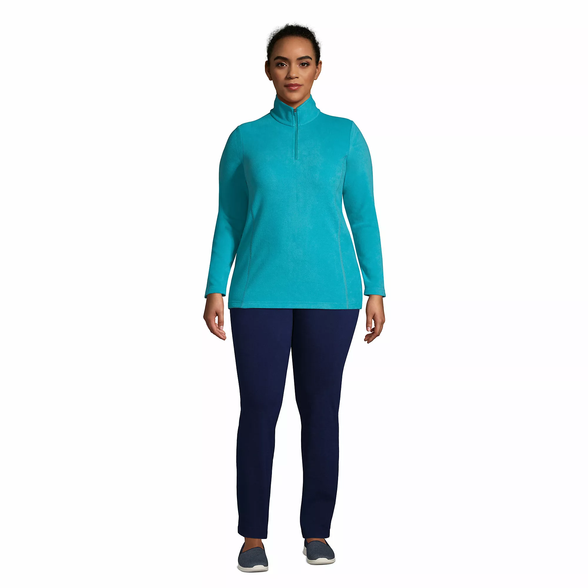 Lands' End Women's Plus Size Fleece Quarter Zip Pullover - Image 3