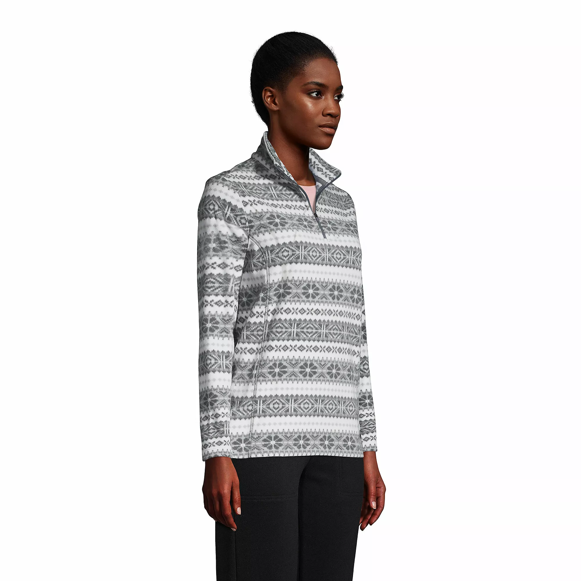 Lands' End Women's Fleece Quarter Zip Pullover Print - Image 3