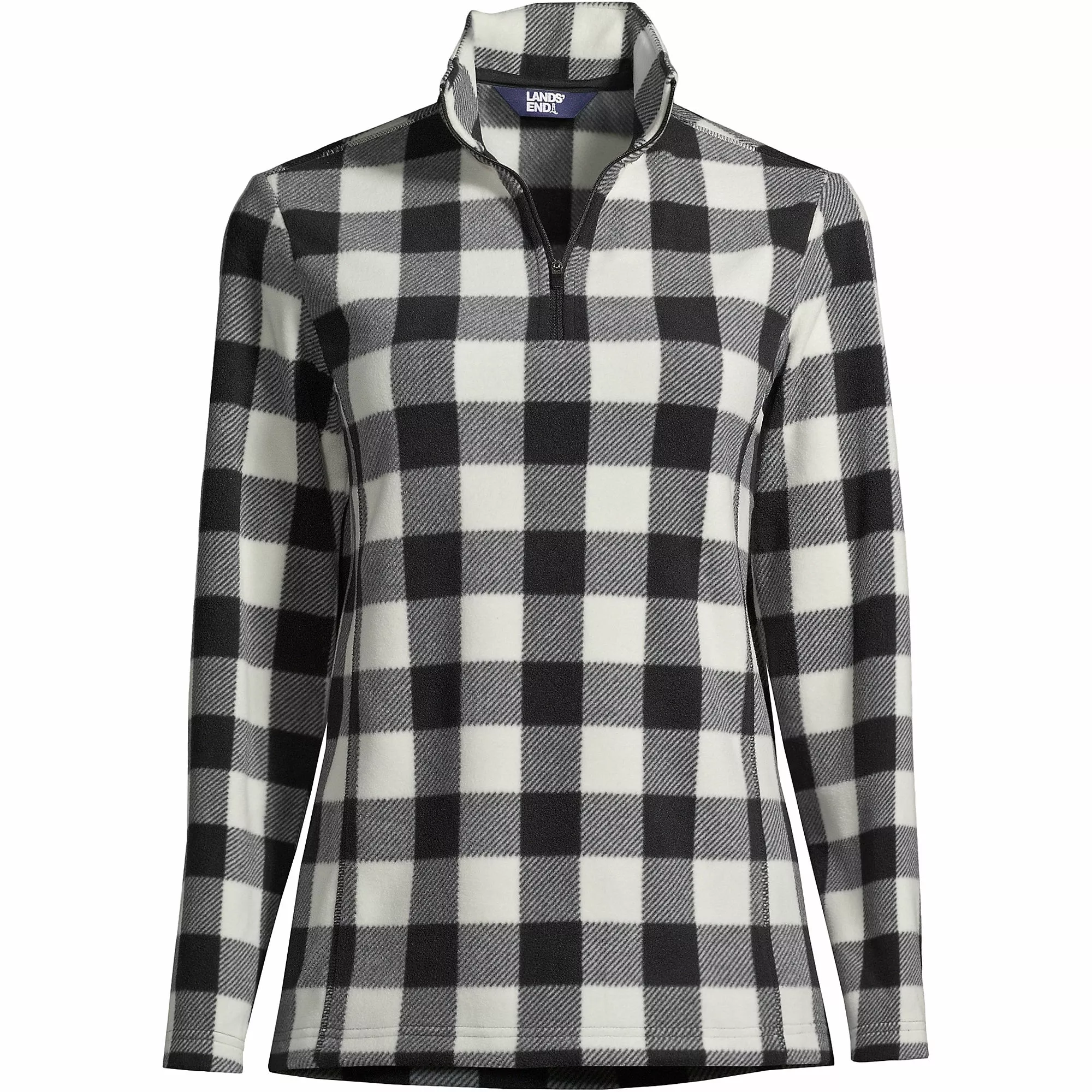 Lands' End Women's Plus Size Fleece Quarter Zip Pullover Print - Image 5