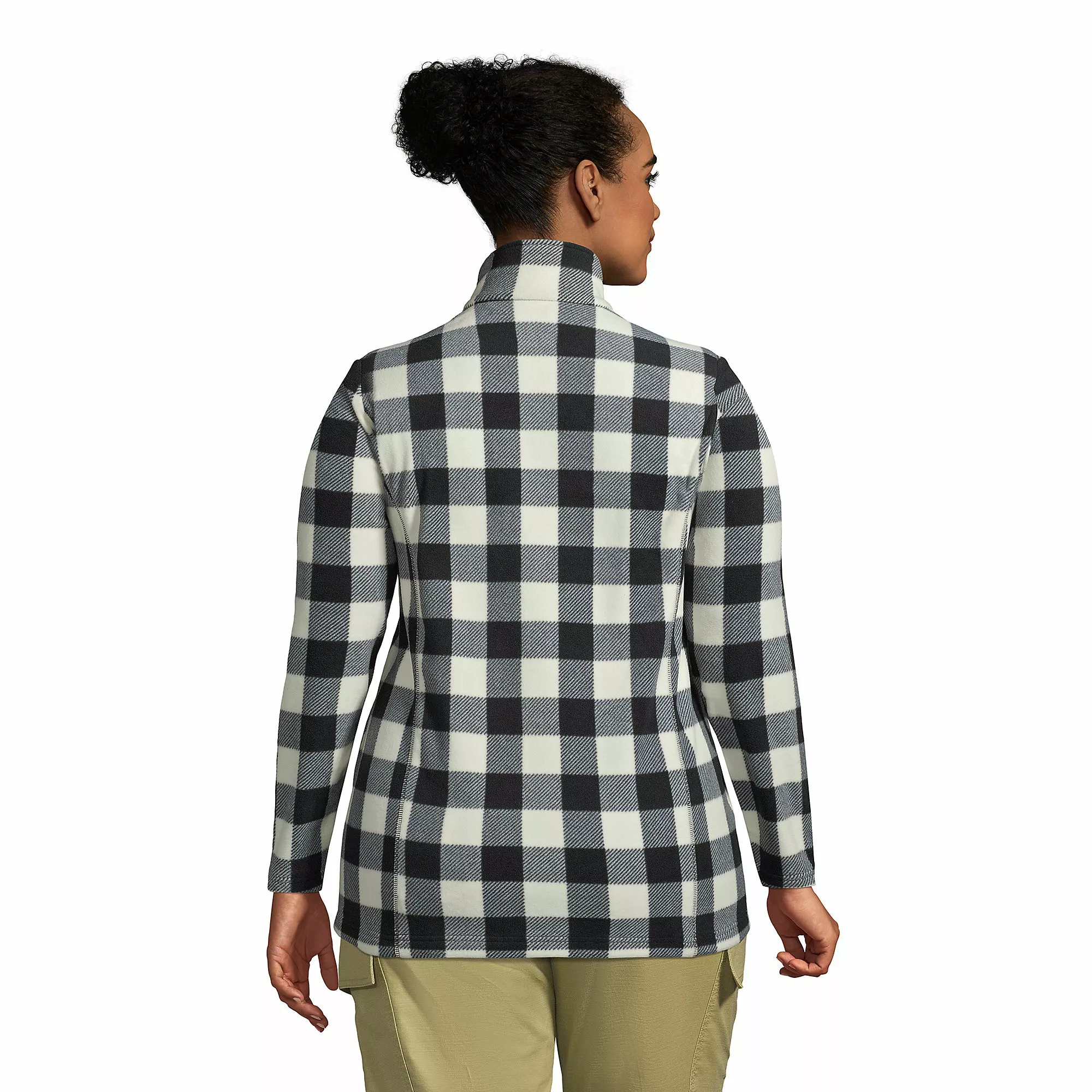 Lands' End Women's Plus Size Fleece Quarter Zip Pullover Print - Image 2