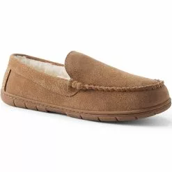 Lands' End Men's Suede Leather Moccasin Slippers