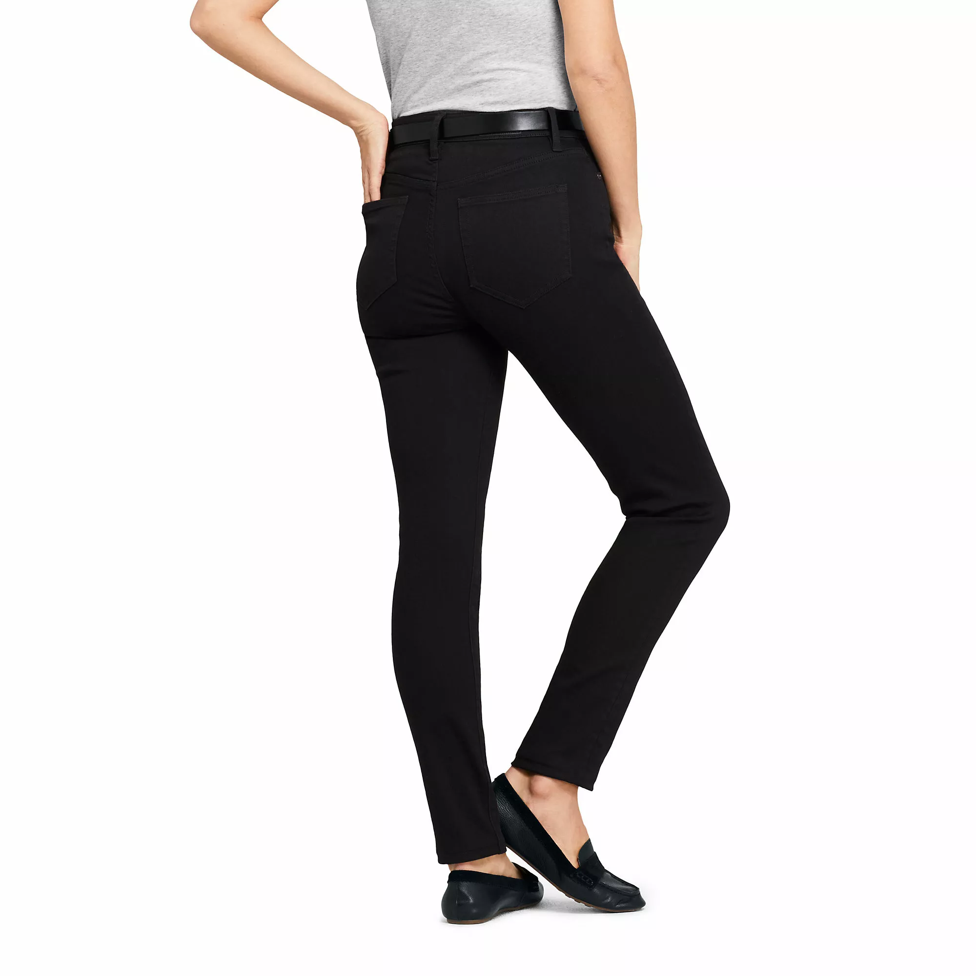 Lands' End Women's Mid Rise Curvy Skinny Twill Jeans - Black - Image 2