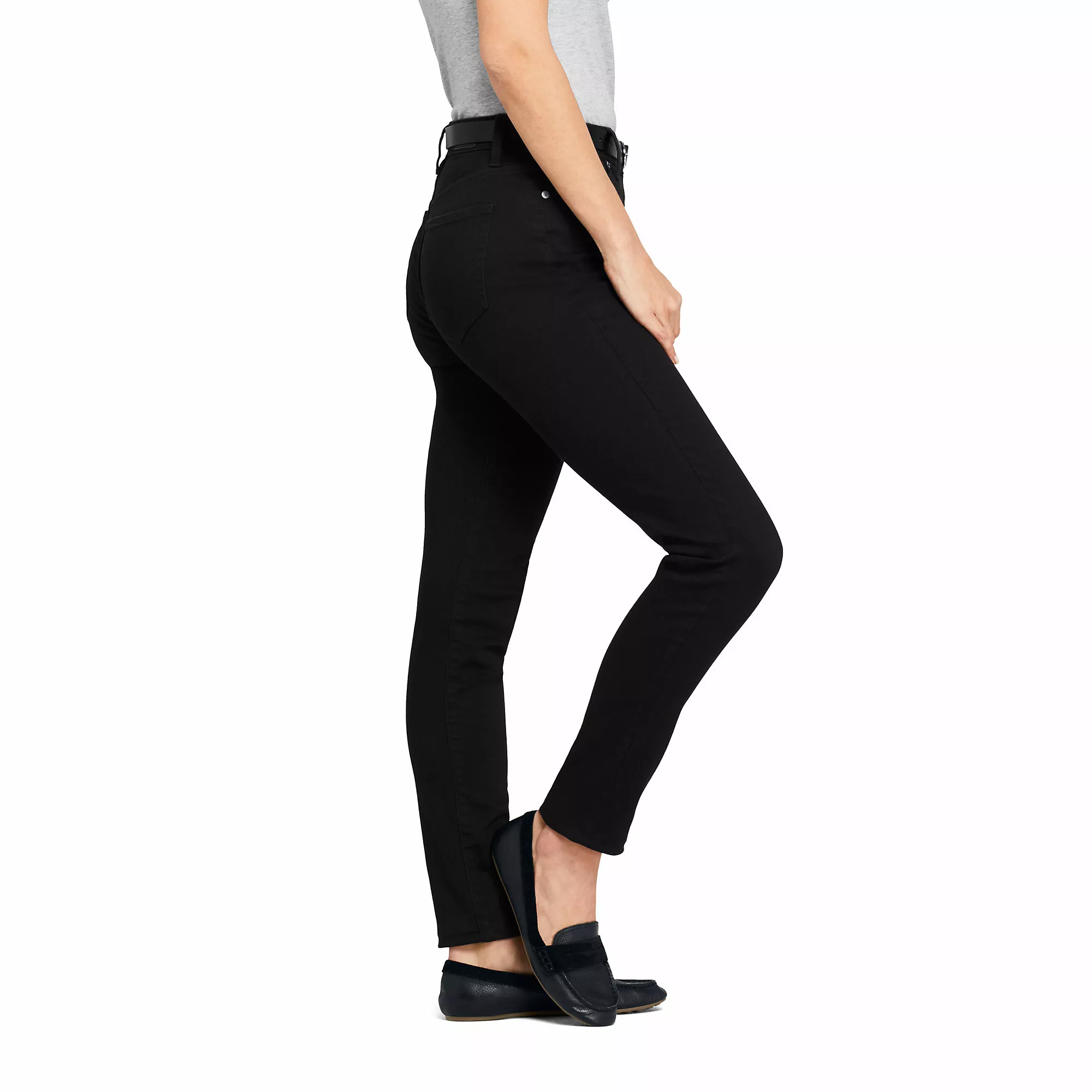 Lands' End Women's Mid Rise Curvy Skinny Twill Jeans - Black - Image 3