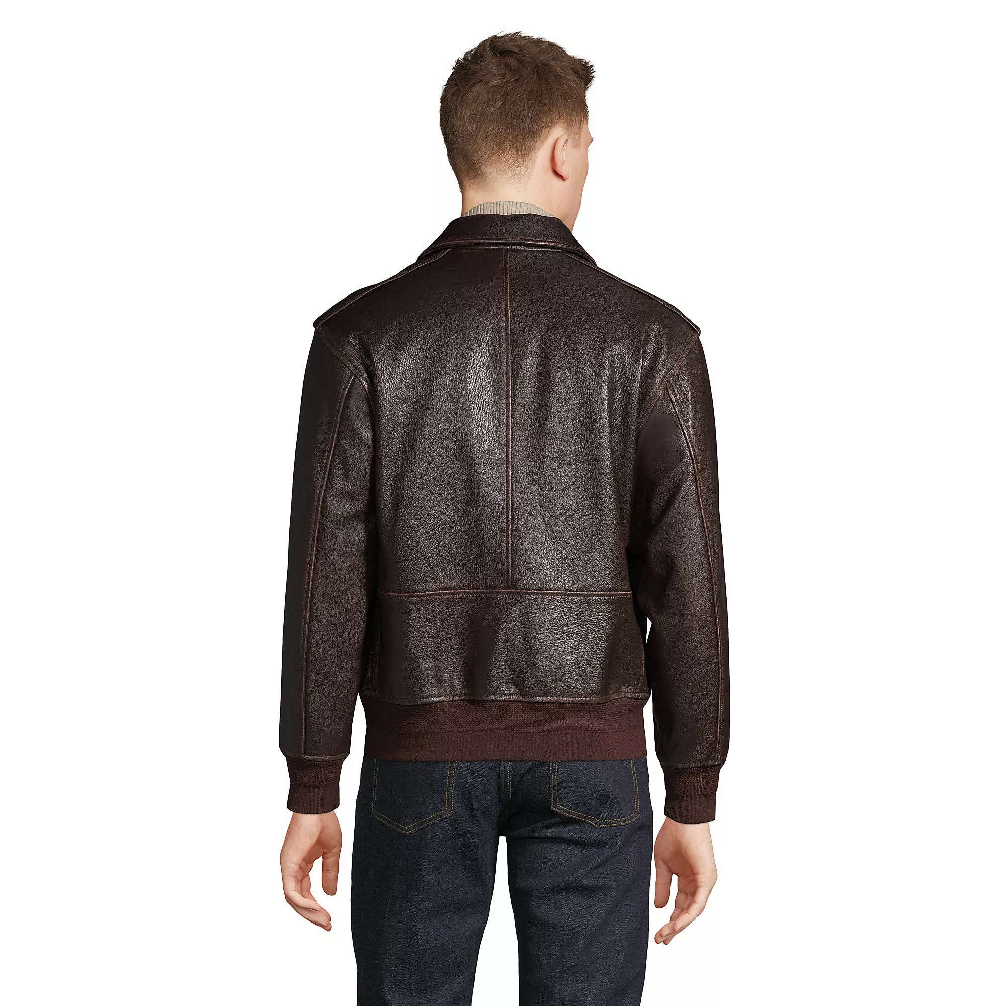 Lands' End Men's Willis And Geiger Leather Bomber Jacket - Image 2