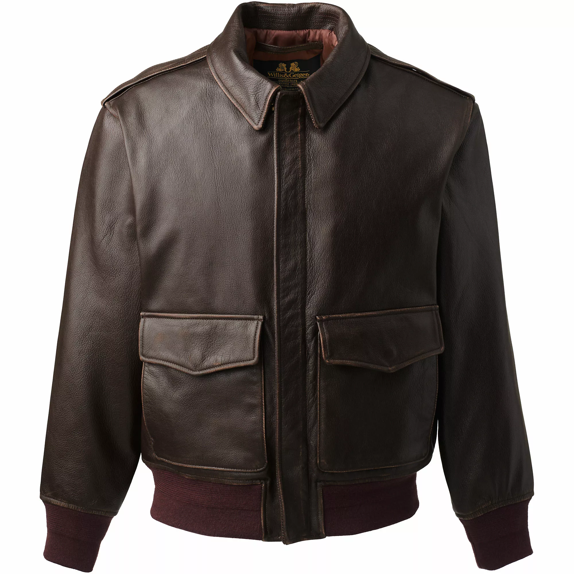 Lands' End Men's Willis And Geiger Leather Bomber Jacket - Image 5