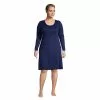 Lands' End Women's Plus Size Supima Cotton Long Sleeve Knee Length Nightgown